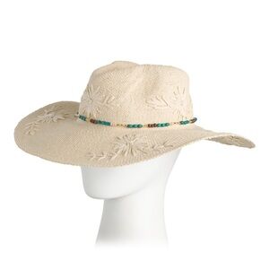 Hat Attack Cream Sun Hat with Beaded Detail